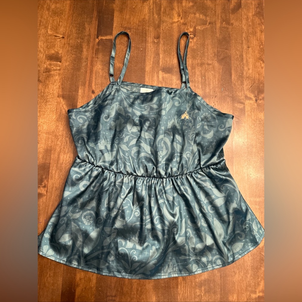 Disney Parks Baby Doll Tank Satin Green Top Size M Princess Castle Disneyland